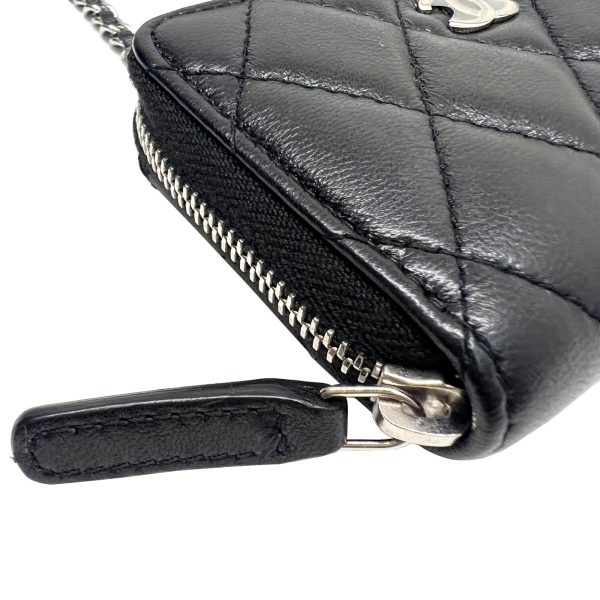 imgrc0091784556 CHANEL Matelasse Classic Zip Coin Purse Chain Wallet Lambskin Black