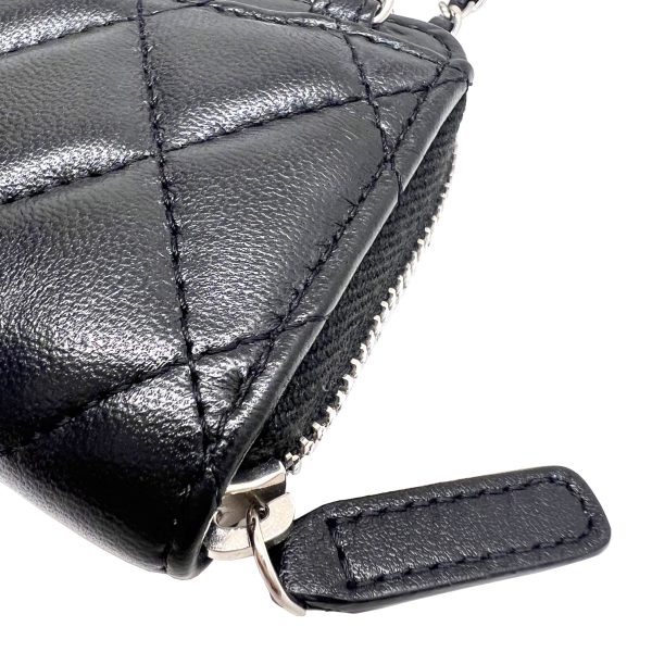 imgrc0091784558 CHANEL Matelasse Classic Zip Coin Purse Chain Wallet Lambskin Black