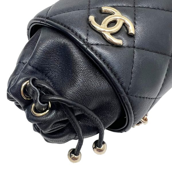 imgrc0091815763 CHANEL Mini Bucket Chain Shoulder Drawstring Lambskin Black