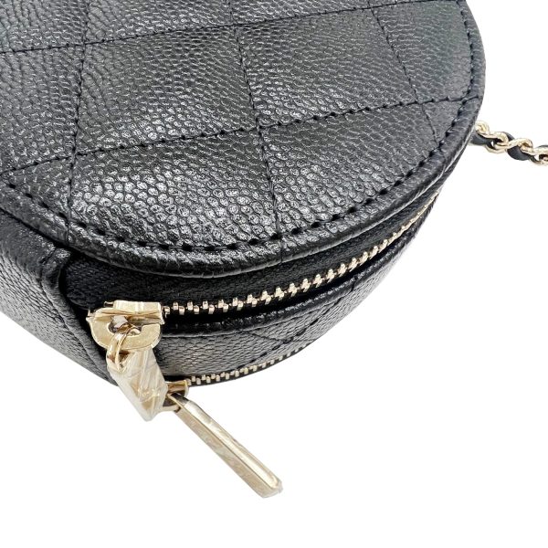 imgrc0091912140 CHANEL Mini Round Matelasse Chain Shoulder Vanity Caviar Skin Black