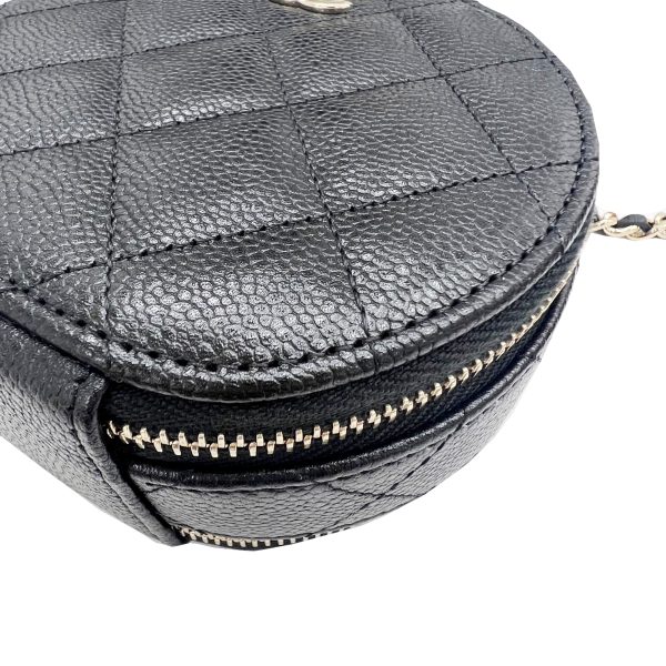 imgrc0091912142 CHANEL Mini Round Matelasse Chain Shoulder Vanity Caviar Skin Black