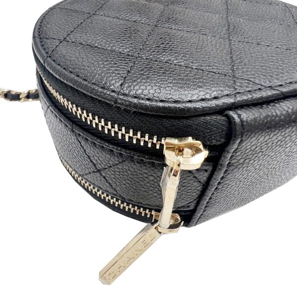 imgrc0091912143 CHANEL Mini Round Matelasse Chain Shoulder Vanity Caviar Skin Black