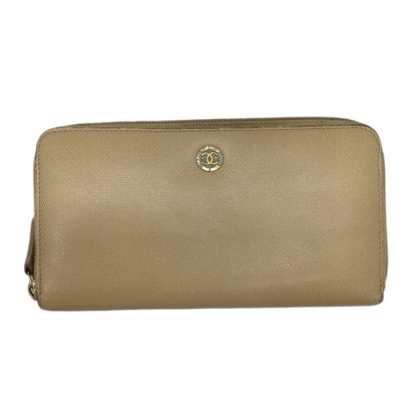 imgrc0092048872 CHANEL Round Zipper Long Wallet Beige