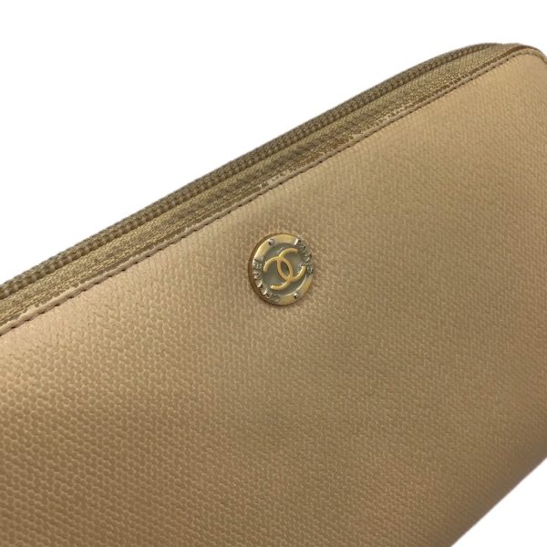 imgrc0092048874 CHANEL Round Zipper Long Wallet Beige