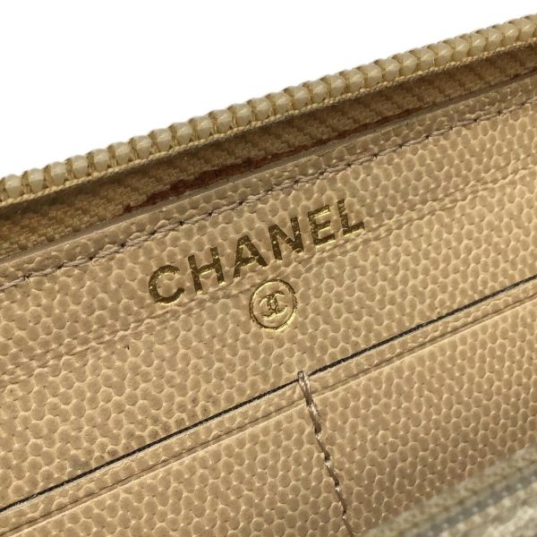 imgrc0092048882 CHANEL Round Zipper Long Wallet Beige