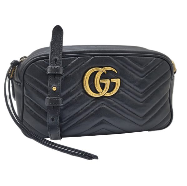 imgrc0092146348 GUCCI GG Marmont Chain Shoulder Bag Leather Black