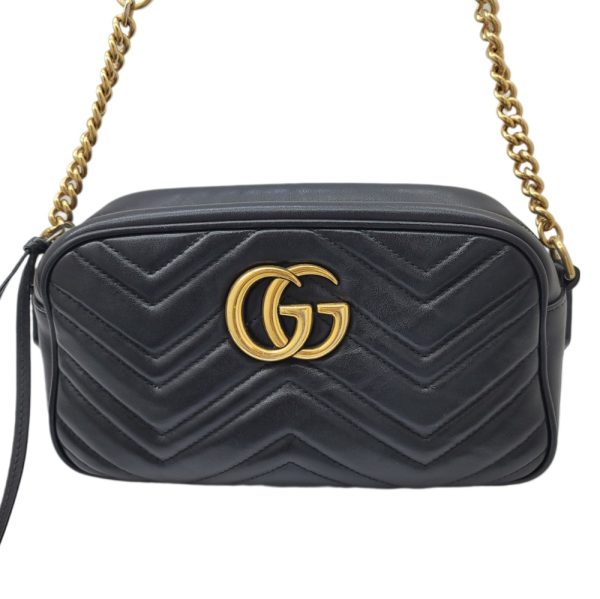 imgrc0092146349 GUCCI GG Marmont Chain Shoulder Bag Leather Black