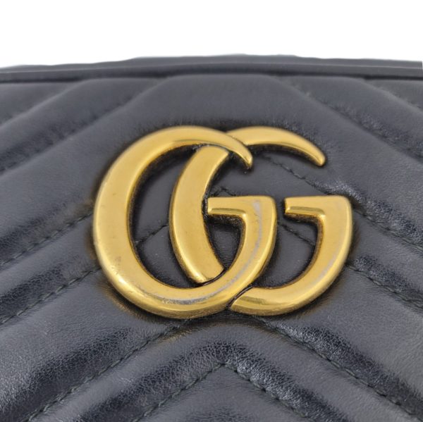 imgrc0092146360 GUCCI GG Marmont Chain Shoulder Bag Leather Black