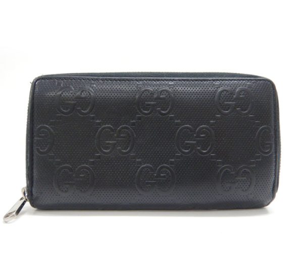 imgrc0092179990 Gucci GG Pattern Embossed Round Zipper Long Wallet Black