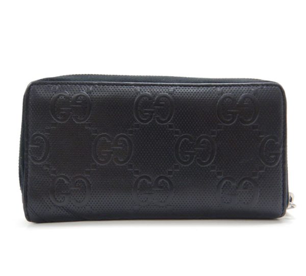 imgrc0092179991 Gucci GG Pattern Embossed Round Zipper Long Wallet Black