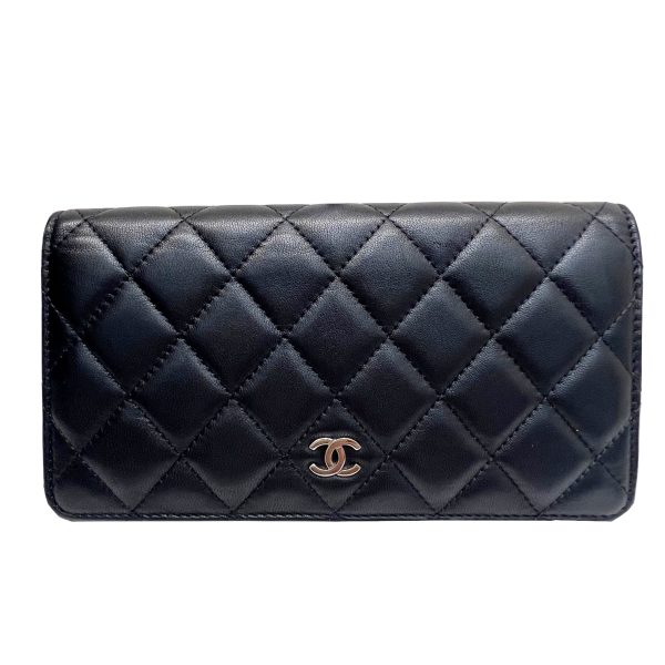 imgrc0092181669 CHANEL Matelasse Cocomark Bifold Long Wallet Lambskin Black