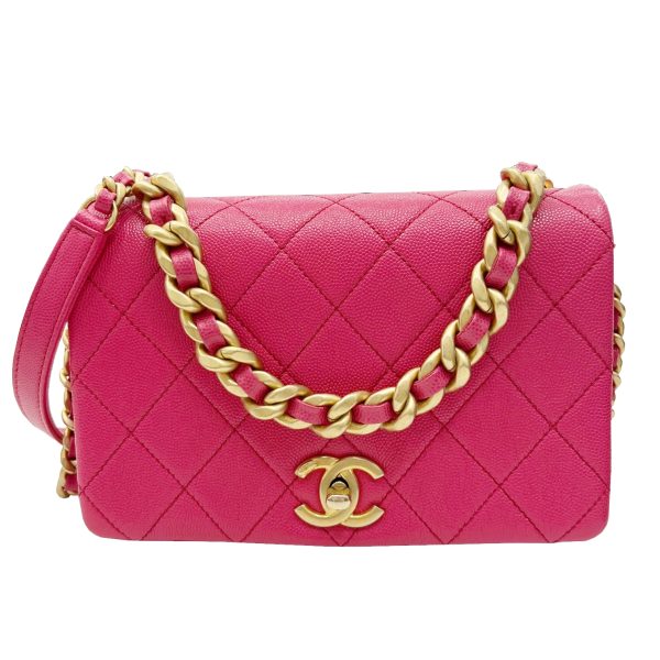 imgrc0092217088 CHANEL Matelasse Mini Flap Bag Chain Shoulder Bag Caviar Skin Pink