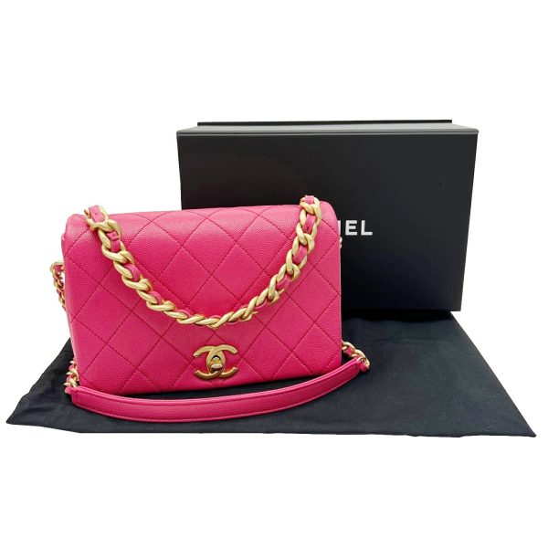 imgrc0092217089 CHANEL Matelasse Mini Flap Bag Chain Shoulder Bag Caviar Skin Pink