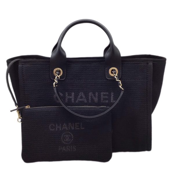 imgrc0092370039 CHANEL Deauville Shopping Tote Bag Black