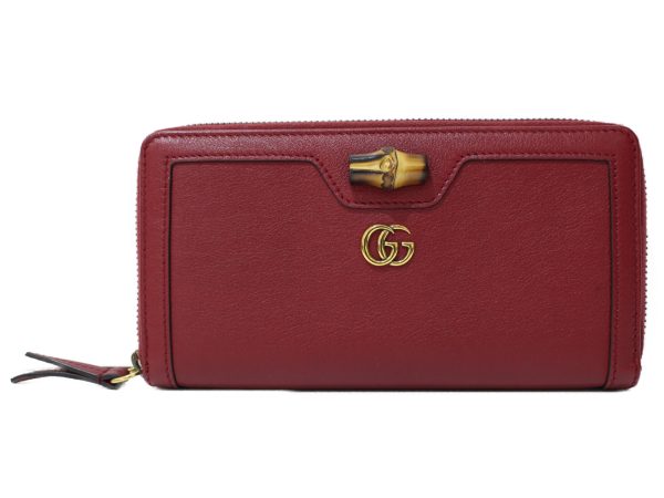 imgrc0092387116 Gucci Diana Zip Around Long Wallet Bamboo Red