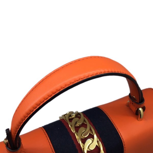 imgrc0092429983 GUCCI Sylvie Medium 2WAY Handbag Leather Orange