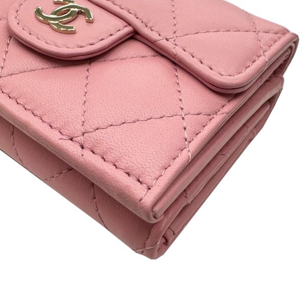 imgrc0092500713 CHANEL Matelasse Cocomark Trifold Wallet Mini Wallet Lambskin Pink