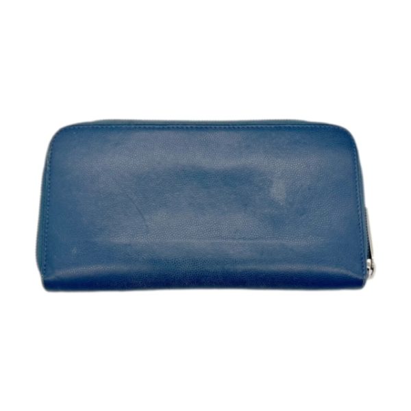 created by Background Eraser CHANEL Caviar Skin Long Wallet Round Zipper Blue