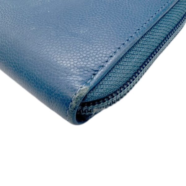 created by Background Eraser CHANEL Caviar Skin Long Wallet Round Zipper Blue