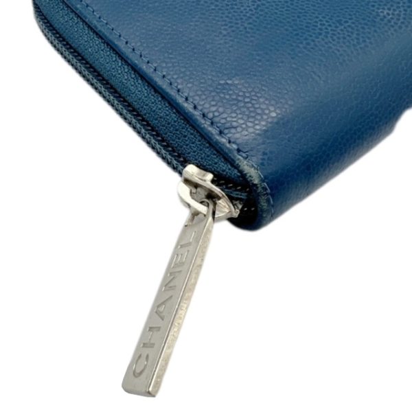 created by Background Eraser CHANEL Caviar Skin Long Wallet Round Zipper Blue