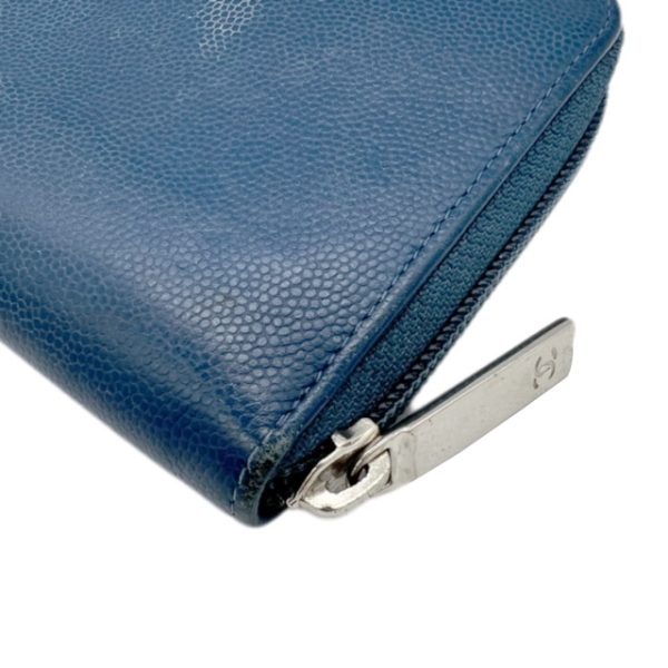 created by Background Eraser CHANEL Caviar Skin Long Wallet Round Zipper Blue