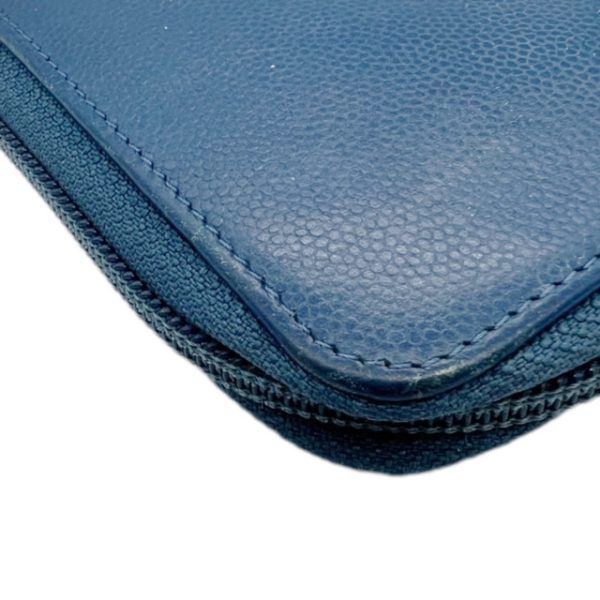 created by Background Eraser CHANEL Caviar Skin Long Wallet Round Zipper Blue