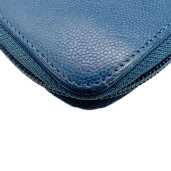 created by Background Eraser CHANEL Caviar Skin Long Wallet Round Zipper Blue