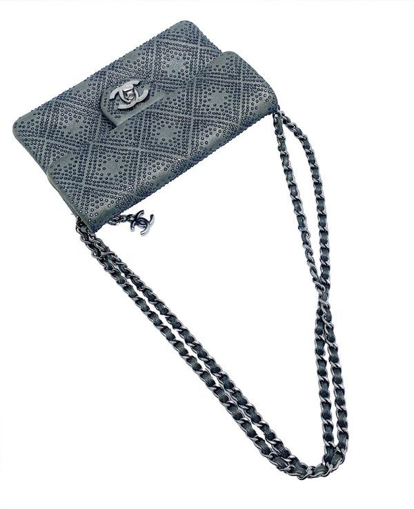 imgrc0092661711 CHANEL Cocomark Rhinestone CC Chain Bag Silver Gray