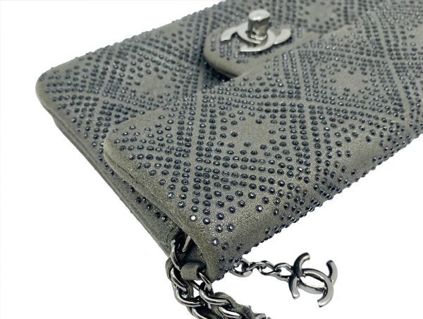 imgrc0092661716 CHANEL Cocomark Rhinestone CC Chain Bag Silver Gray