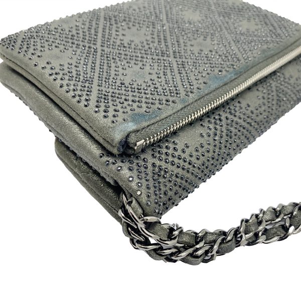 imgrc0092661721 CHANEL Cocomark Rhinestone CC Chain Bag Silver Gray