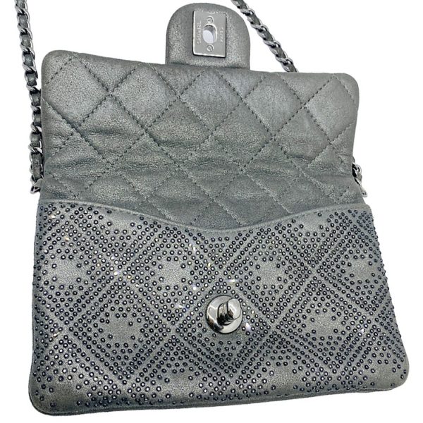 imgrc0092661722 CHANEL Cocomark Rhinestone CC Chain Bag Silver Gray