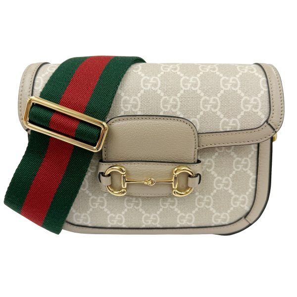 imgrc0093011175 GUCCI Horsebit 1955 Mini Bag GG Supreme Beige