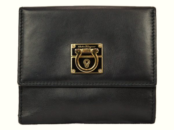 imgrc0093109696 Salvatore Ferragamo Gancini Wallet Black Leather