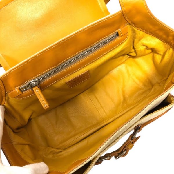 imgrc0093155091 Prada Leather Canvas Shoulder Bag Yellow