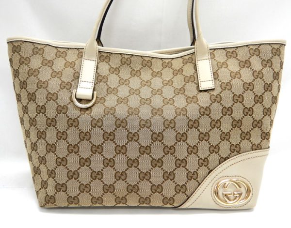 imgrc0093288751 Gucci GG Canvas New Brit Tote Bag Beige Ivory