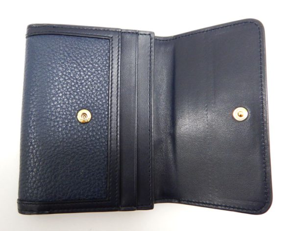 imgrc0093315232 Prada Saffiano Triangle Plate Trifold Wallet Navy