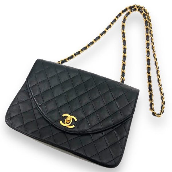 imgrc0093338347 Chanel Lambskin Turnlock Chain Shoulder Bag Black