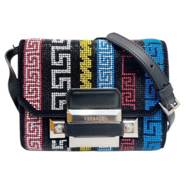 created by Background Eraser Versace Shoulder Bag Leather Black Multicolor