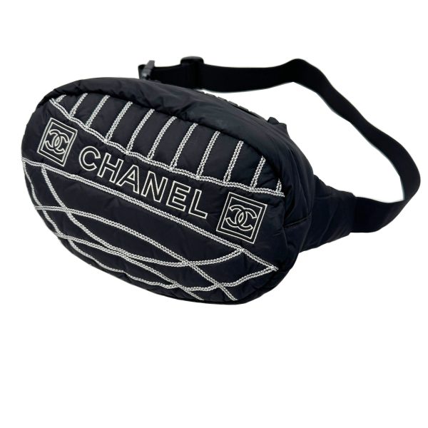 imgrc0093734852 CHANEL Sports Line Waist Bag Body Bag Coco Mark Nylon Black