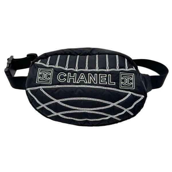 imgrc0093734853 CHANEL Sports Line Waist Bag Body Bag Coco Mark Nylon Black