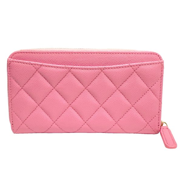 imgrc0094103902 CHANEL Matelasse Round Zipper Medium Wallet Caviar Skin Pink