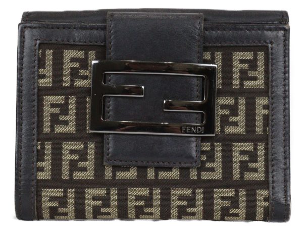 imgrc0094171011 Fendi Bifold Wallet Zucchino Leather Dark Brown