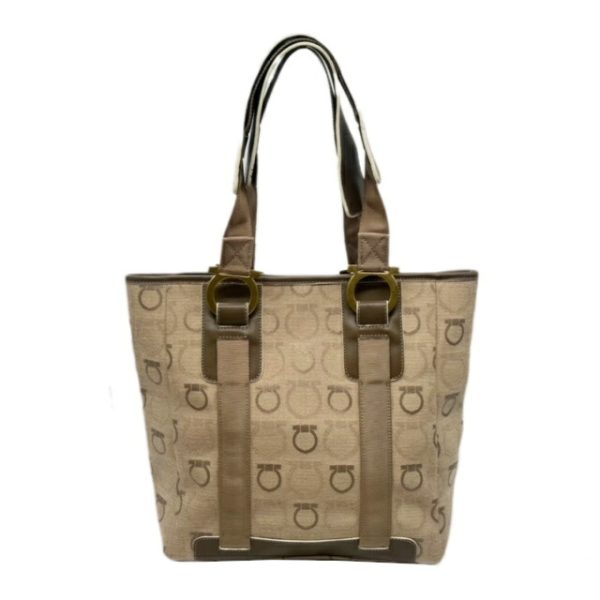 imgrc0094184297 Salvatore Ferragamo Tote Bag Canvas Leather Beige