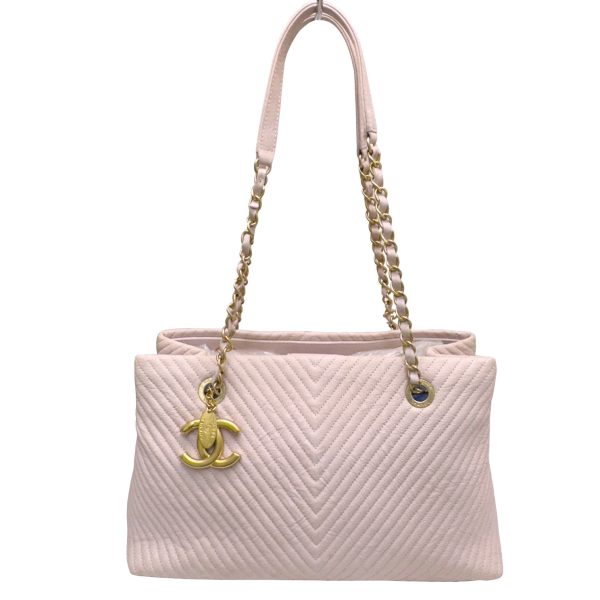 imgrc0094238386 CHANEL V Stitch Chain Tote Shoulder Bag Pink Leather