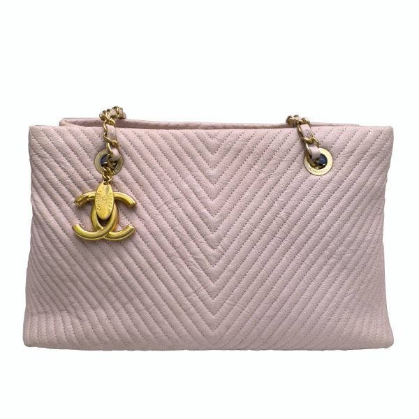 imgrc0094238389 CHANEL V Stitch Chain Tote Shoulder Bag Pink Leather