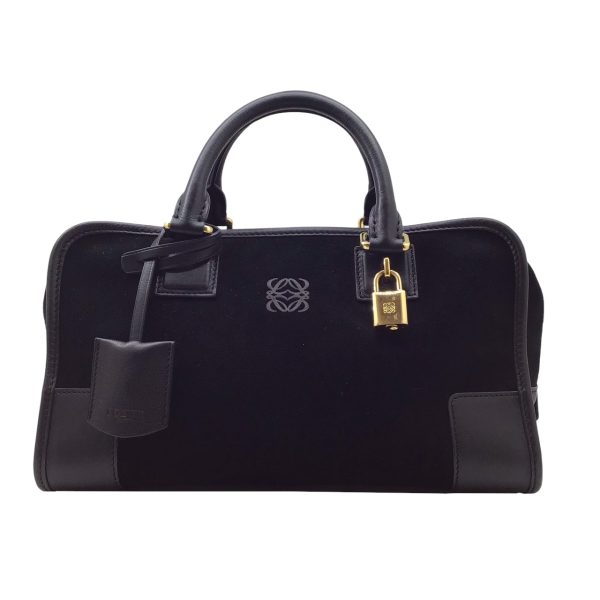 imgrc0094510098 Loewe Amazona 28 Anagram Suede Leather Black