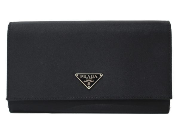 imgrc0094523728 Prada Nylon Long Wallet Black