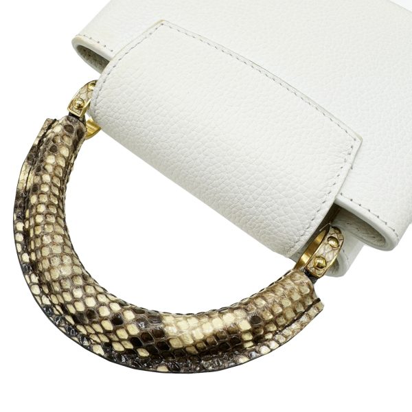 imgrc0094761712 LOUIS VUITTON Capucines Mini Handbag Taurillon Leather Python White