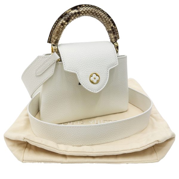 imgrc0094761714 LOUIS VUITTON Capucines Mini Handbag Taurillon Leather Python White