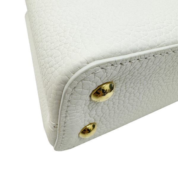 imgrc0094761720 LOUIS VUITTON Capucines Mini Handbag Taurillon Leather Python White